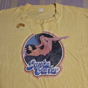 Vintage 1977 Lynda Carter Wonder Woman T Shirt Yellow Graphic 70s Actress Singer